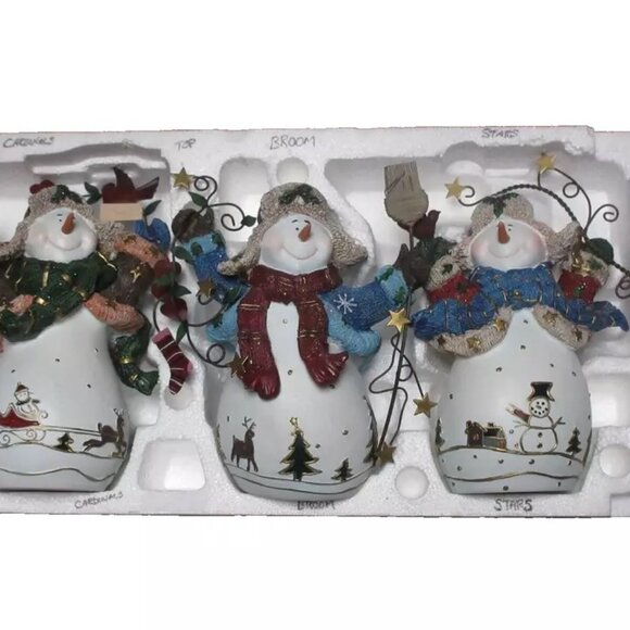 Home Interiors and Gifts Christmas Snowmen Snowman Large 8" Set of 3 - Picture 2 of 11